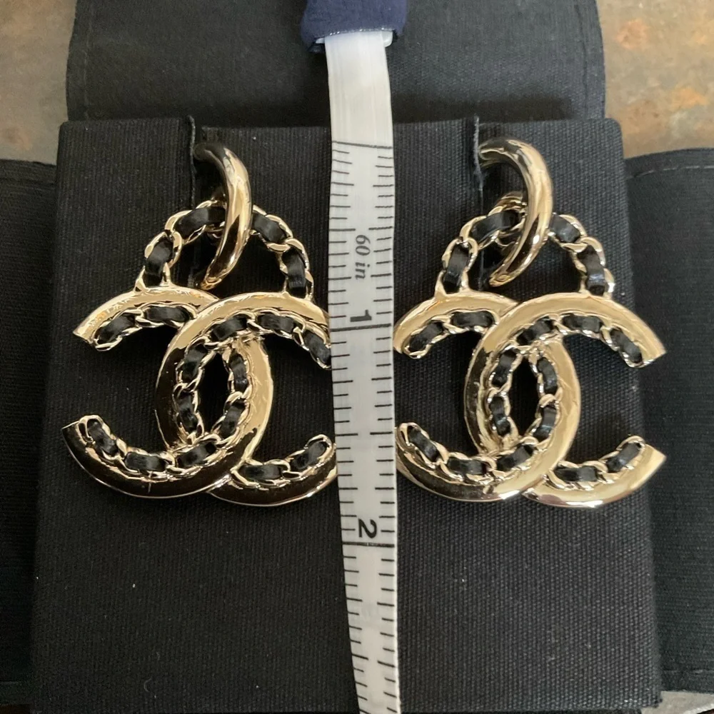 Chanel Goldtone & Lambskin Dangle Earrings - Picture 8 of 8